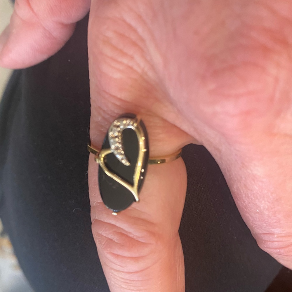 Yellow Gold Diamond Onyx Ring - 10k excluded from bundling